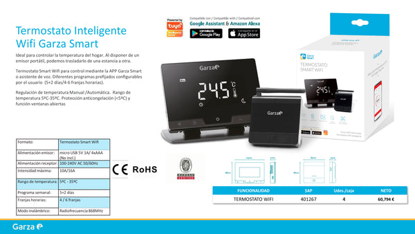 Termostato Smarthome Smart Wifi Inteligente Garza 401267