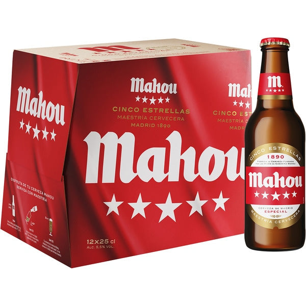 CERVEZA BOTELLIN MAHOU 5 ESTRELAS P.12x25CL HIJOS DE LUIS RODRIGUEZ, S.A.