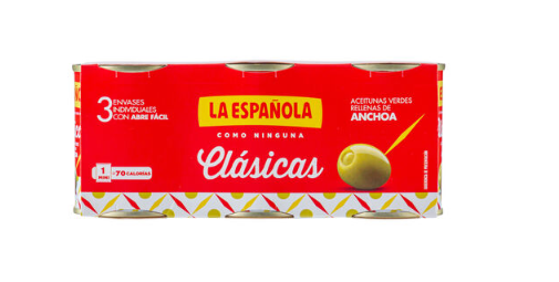 ACEITUNA RELLENA ESPAÑOLA 3x120G HIJOS DE LUIS RODRIGUEZ, S.A.
