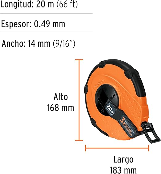 CINTA MÉTRICA VIDRIO TRUPER 20 METROS