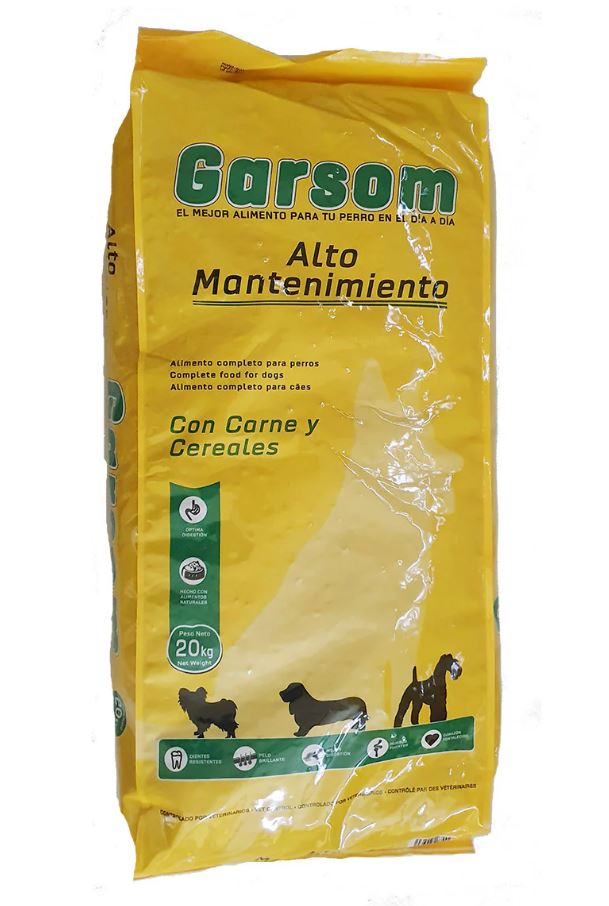 Alimento seco para perros adultos GARSOM ALTO MANTENIMIENTO 20KG GARSOM