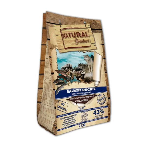 Natural Greatness Receta de Salmón Sensitive Medium & Large Breed - La Cooperativa