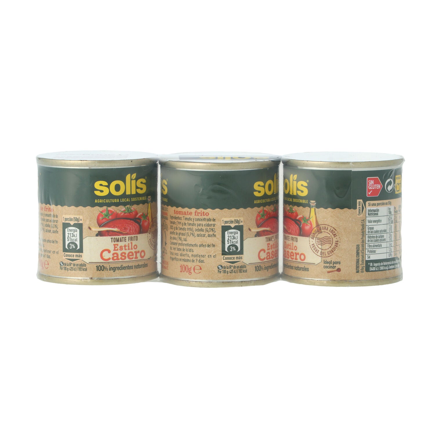 TOMATE CASERO SOLIS PACK 3 X100 GR HIJOS DE LUIS RODRIGUEZ, S.A.