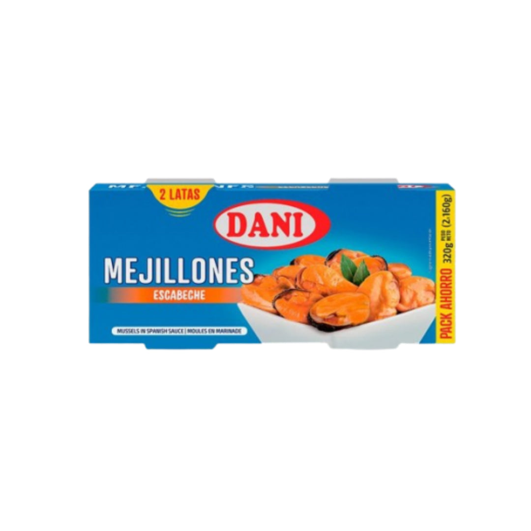 MEJILLONES ESCABECHE DANI 2X160G. CONSERVAS DANI, S.A.U.