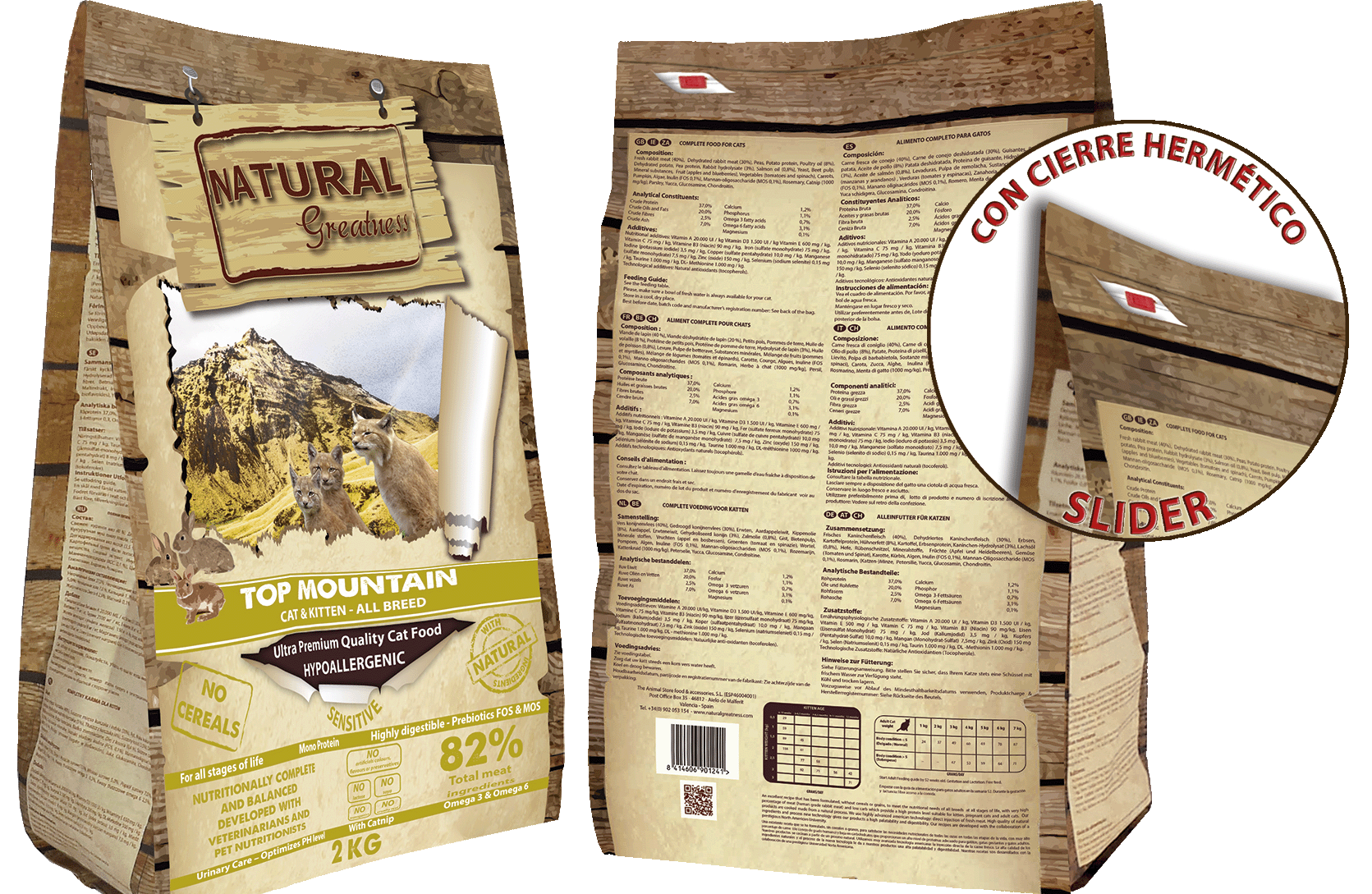 Natural Greatness Receta Top Mountain para gatos, 2kg - La Cooperativa