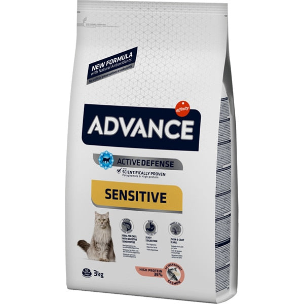 ADVANCE Sensitive para gatos adultos. Salmón y arroz. - La Cooperativa
