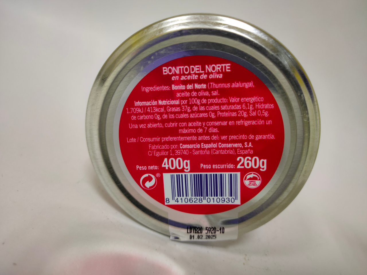 Bonito del norte en aceite de Oliva CONSORCIO 400G CONSORCIO