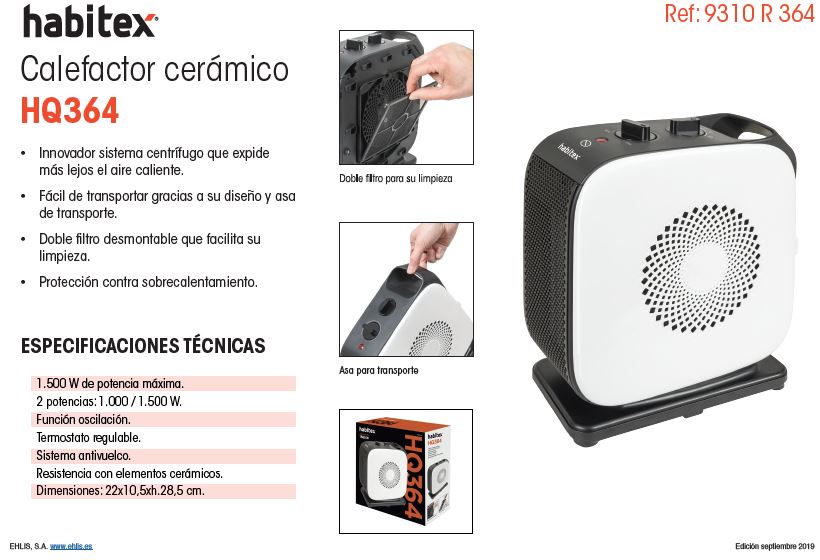 CALEFACTOR CERÁMICO HQ 364 HABITEX