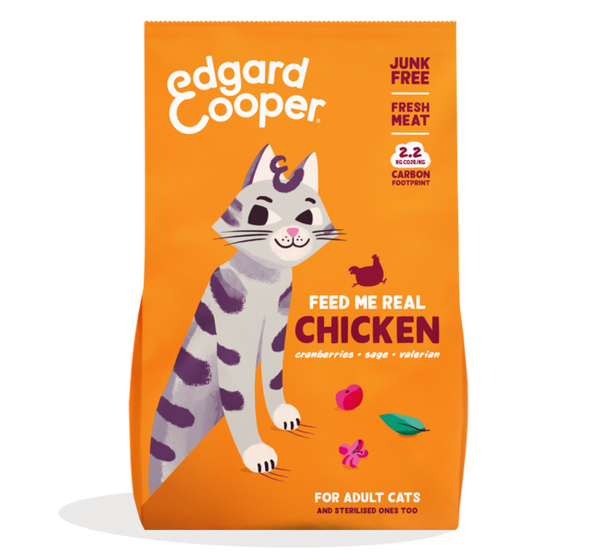 Alimento seco para gatos Edgard and Cooper. Sabor pollo 2kg