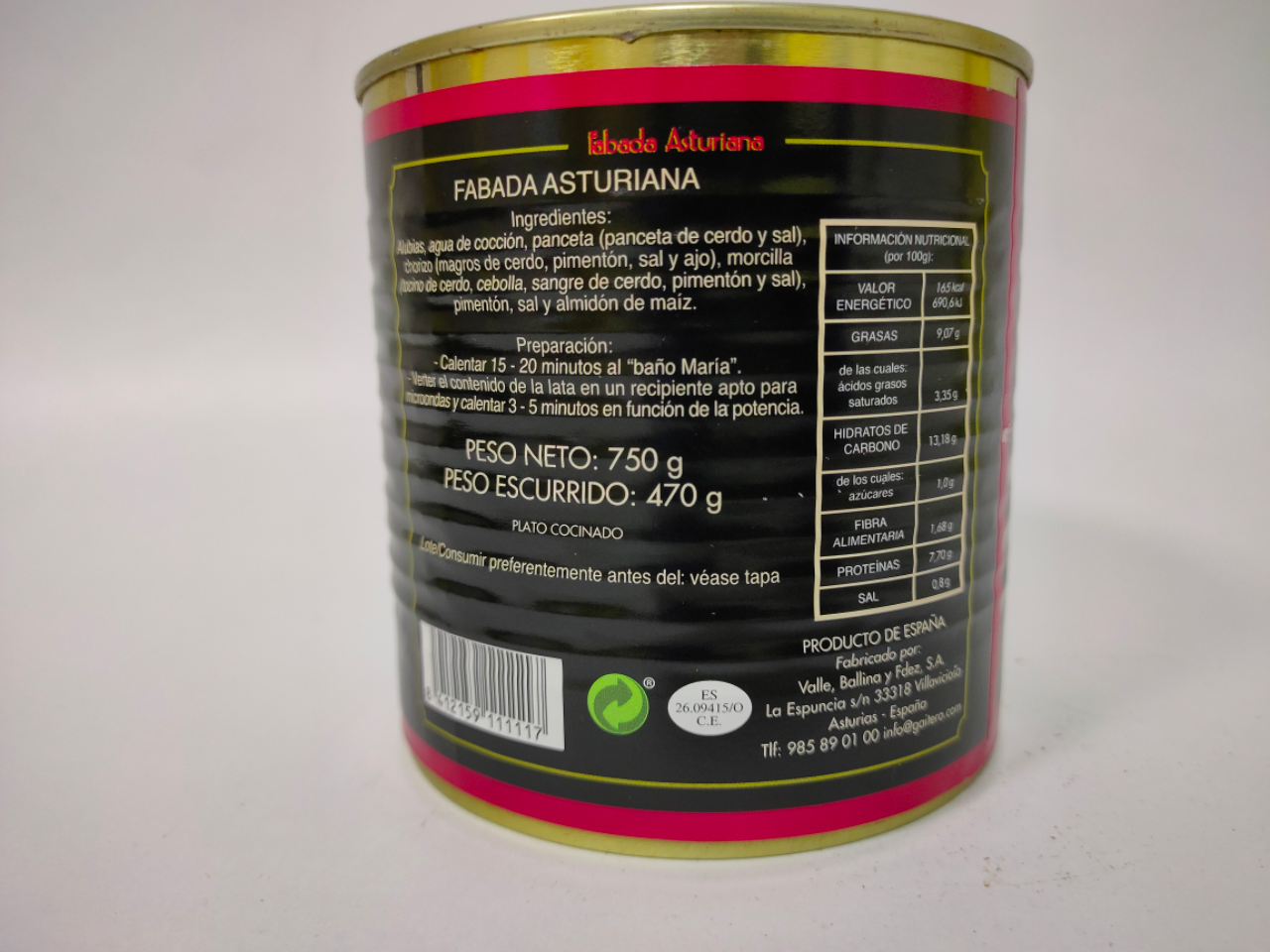 Fabada asturiana EL GAITERO 750G EL GAITERO