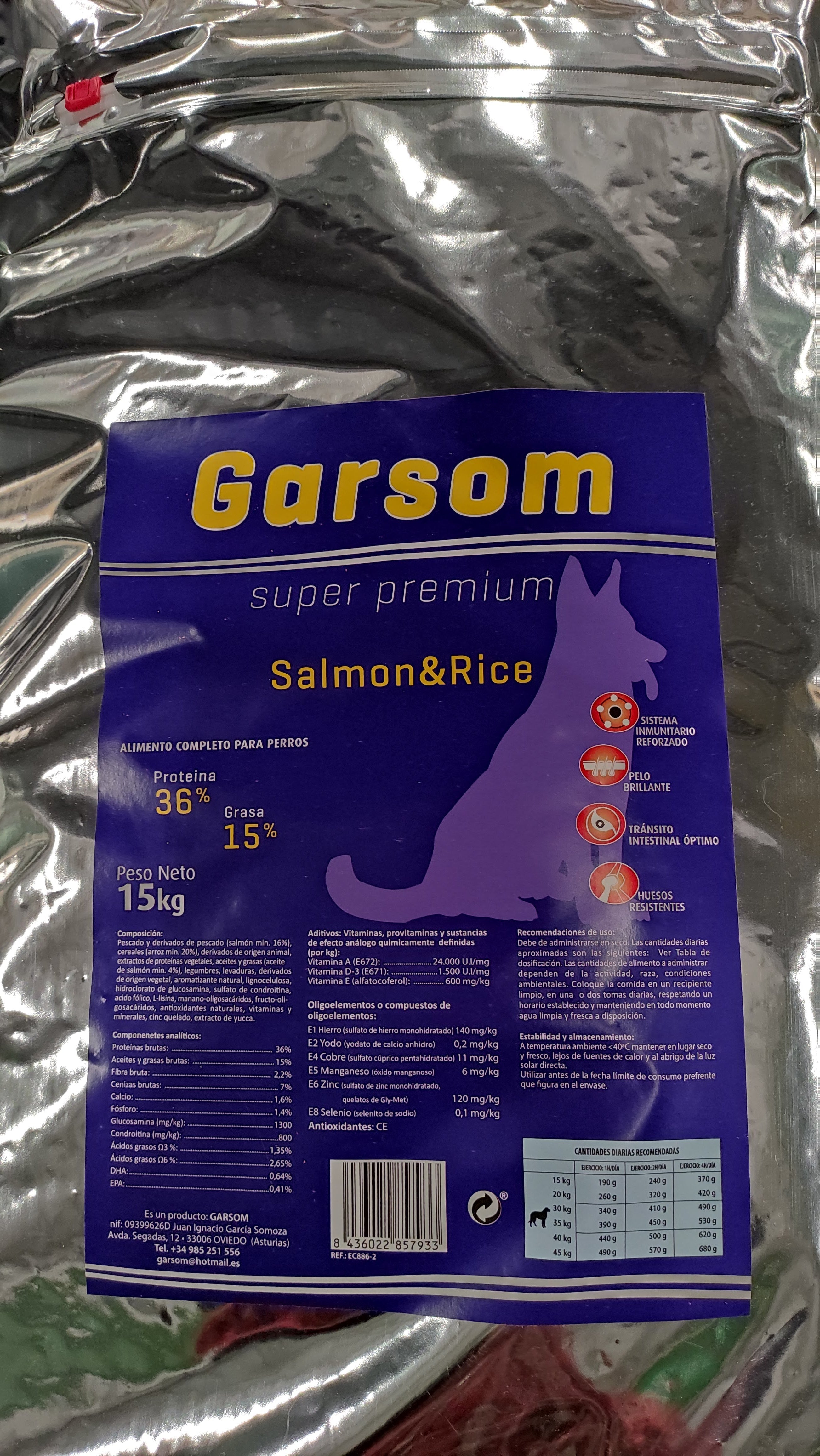 Alimento seco para perro adulto GARSOM PREMIUM Salmón 15KG GARSOM