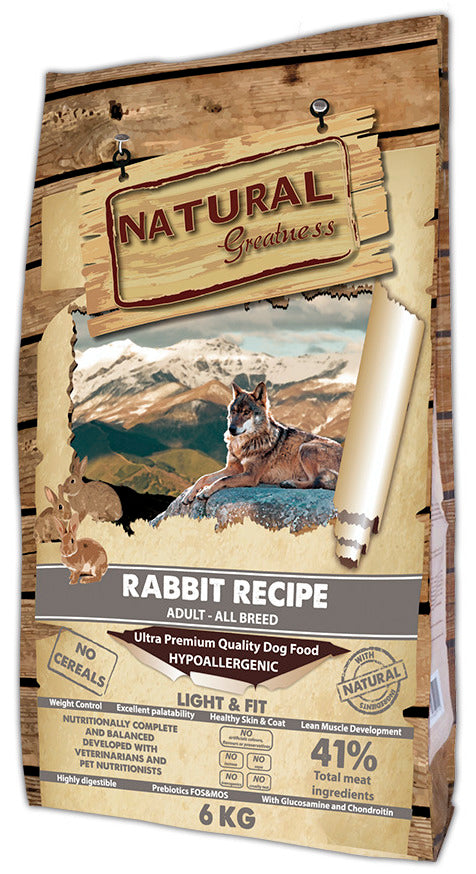 Alimentación seca NATURAL GREATNESS receta Conejo (light) 6kg - La Cooperativa